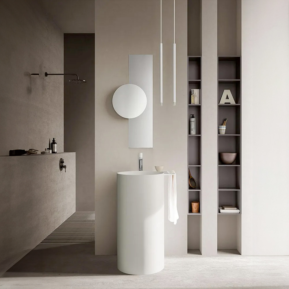 Lavabo sospeso con spazio accessori e piano d'appoggio PB2037 - 80 x 40