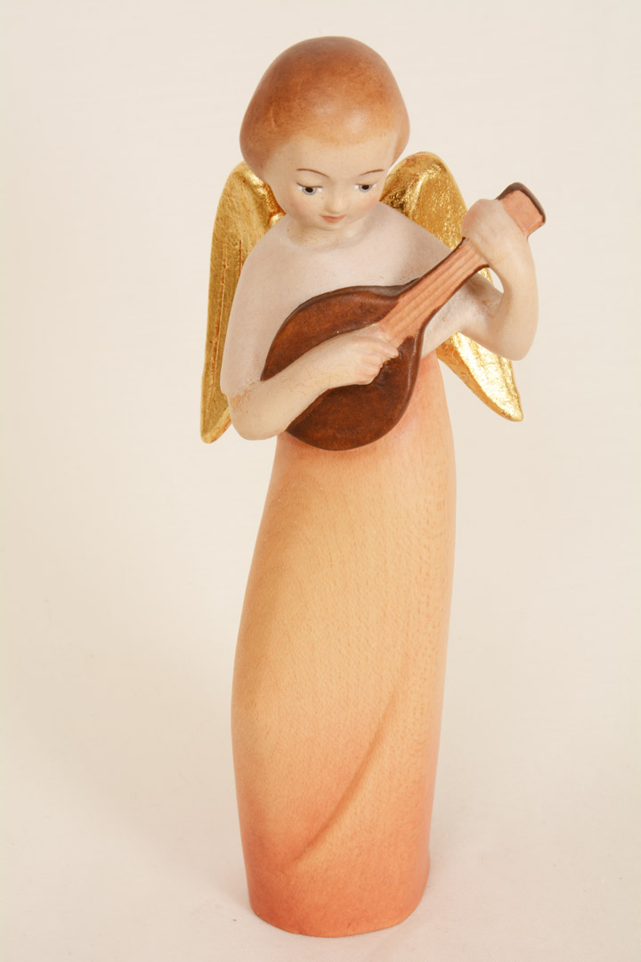 Angelo legno con mandolino cm 15