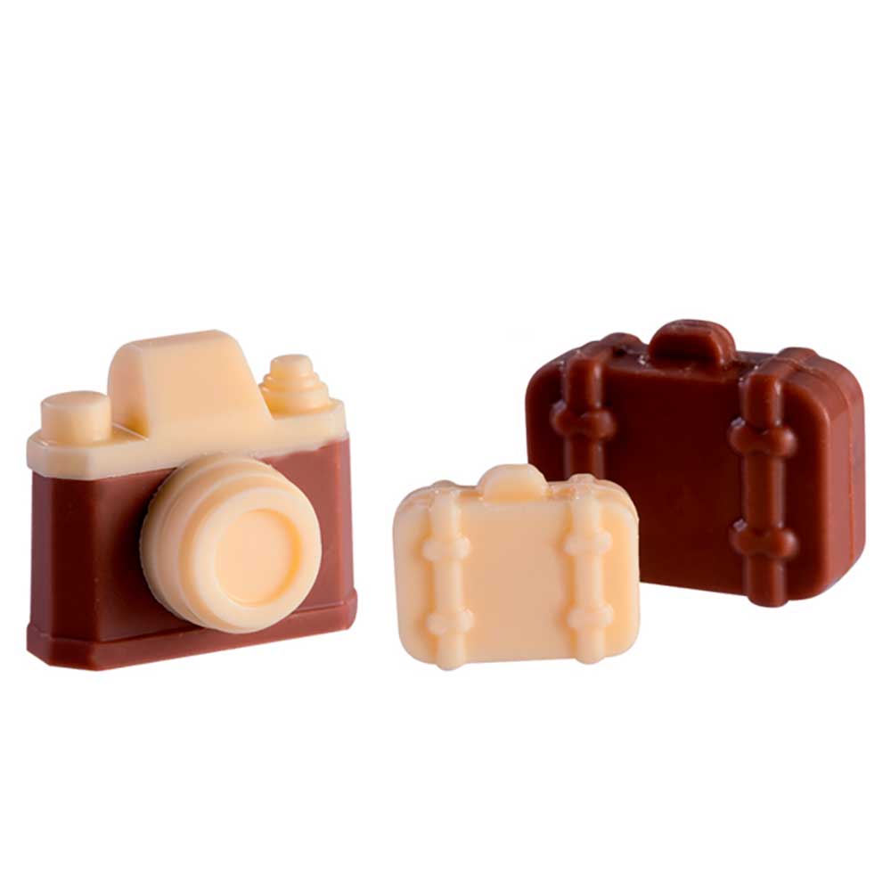 3D-Pralinenform - Koffer und Kamera