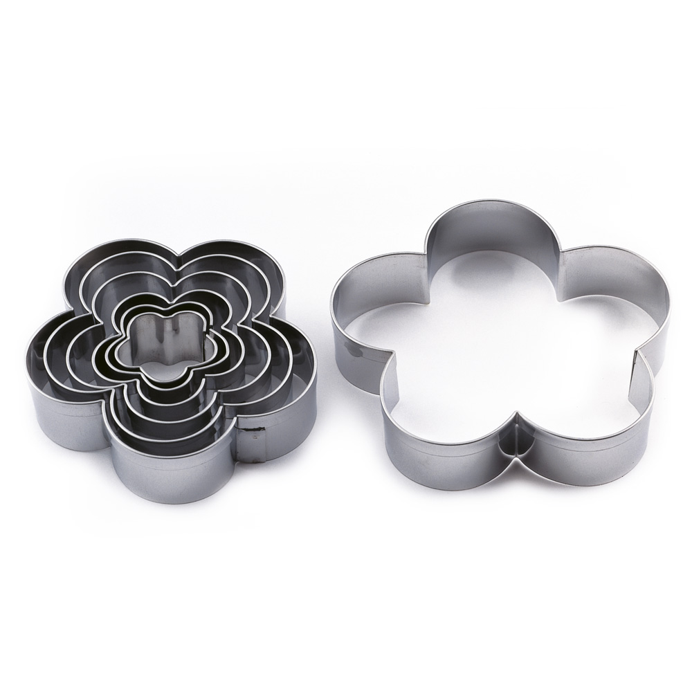 5 petal flower pastry cutter set