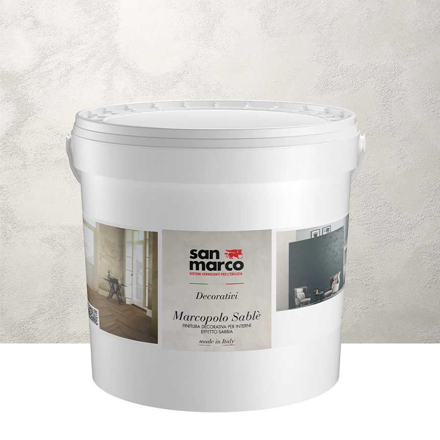 MARCOPOLO SABLÈ Pittura decorativa per interni ad effetto sabbiato opaco; pronta all'uso, si stende facilmente a pennello. | San Marco