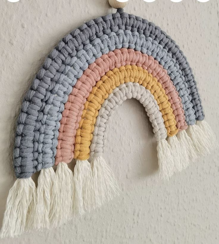 Kit Arcobaleno Macramè Rayher - Con Cordoncino E Lana | Decorazione Cameretta Bambini | Fai Da Te - Foto 7
