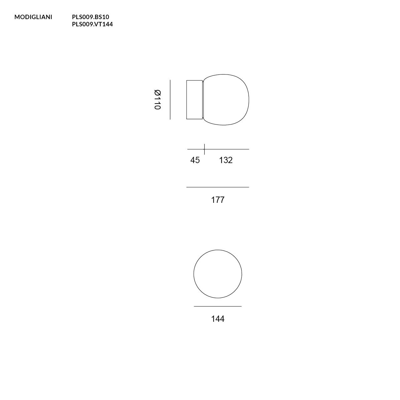 MODIGLIANI APPLIQUE BASE A LED INTEGRATO SMALL NERO 8W 3000K DIMMERABILE + VETRO CROMO