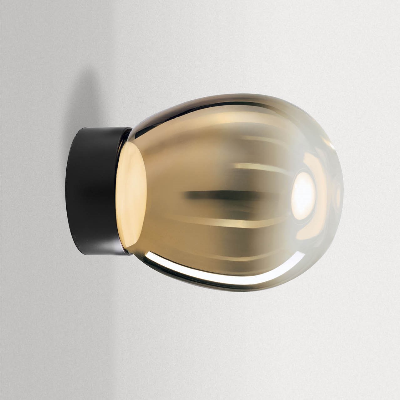 MODIGLIANI APPLIQUE BASE A LED INTEGRATO BIG NERO 16W 3000K DIMMERABILE + DIFFUSORE IN VETRO BIG ORO