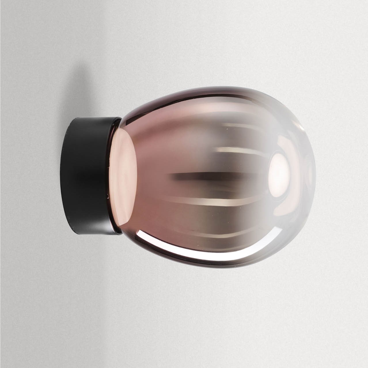 MODIGLIANI APPLIQUE BASE A LED INTEGRATO BIG NERO 16W 3000K DIMMERABILE + DIFFUSORE IN VETRO BIG ORO ROSA