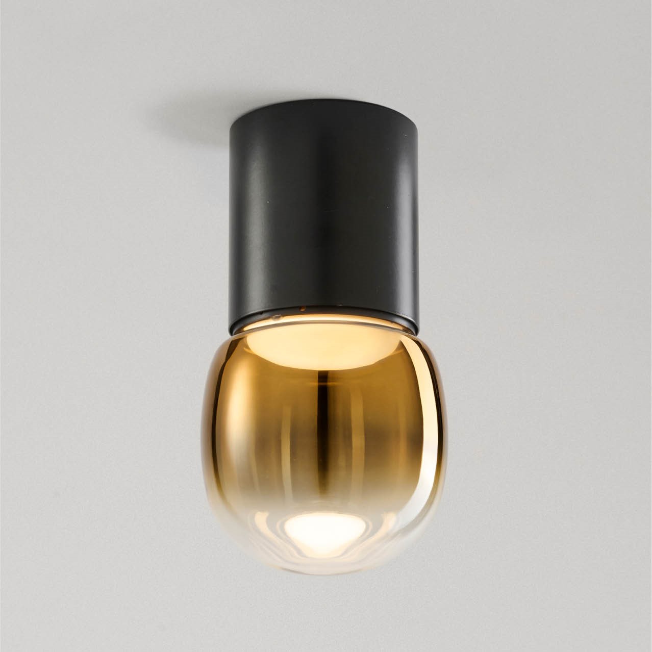 MODIGLIANI PLAFONIERA BASE A LED INTEGRATO SMALL NERO 8W 3000K DIMMERABILE + DIFFUSORE IN VETRO SMALL ORO