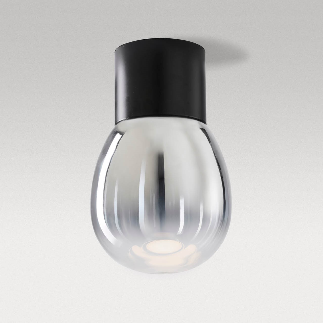 MODIGLIANI PLAFONIERA BASE A LED INTEGRATO BIG NERO 16W 3000K DIMMERABILE + DIFFUSORE IN VETRO BIG CROMO