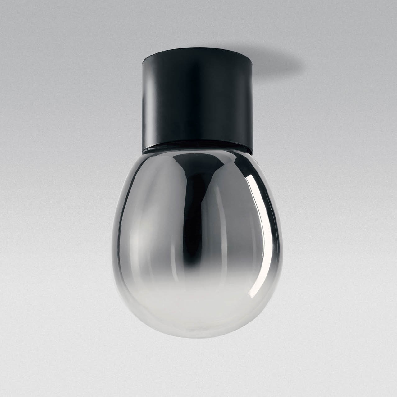 MODIGLIANI PLAFONIERA BASE A LED INTEGRATO BIG NERO 16W 3000K DIMMERABILE + DIFFUSORE IN VETRO BIG CROMO