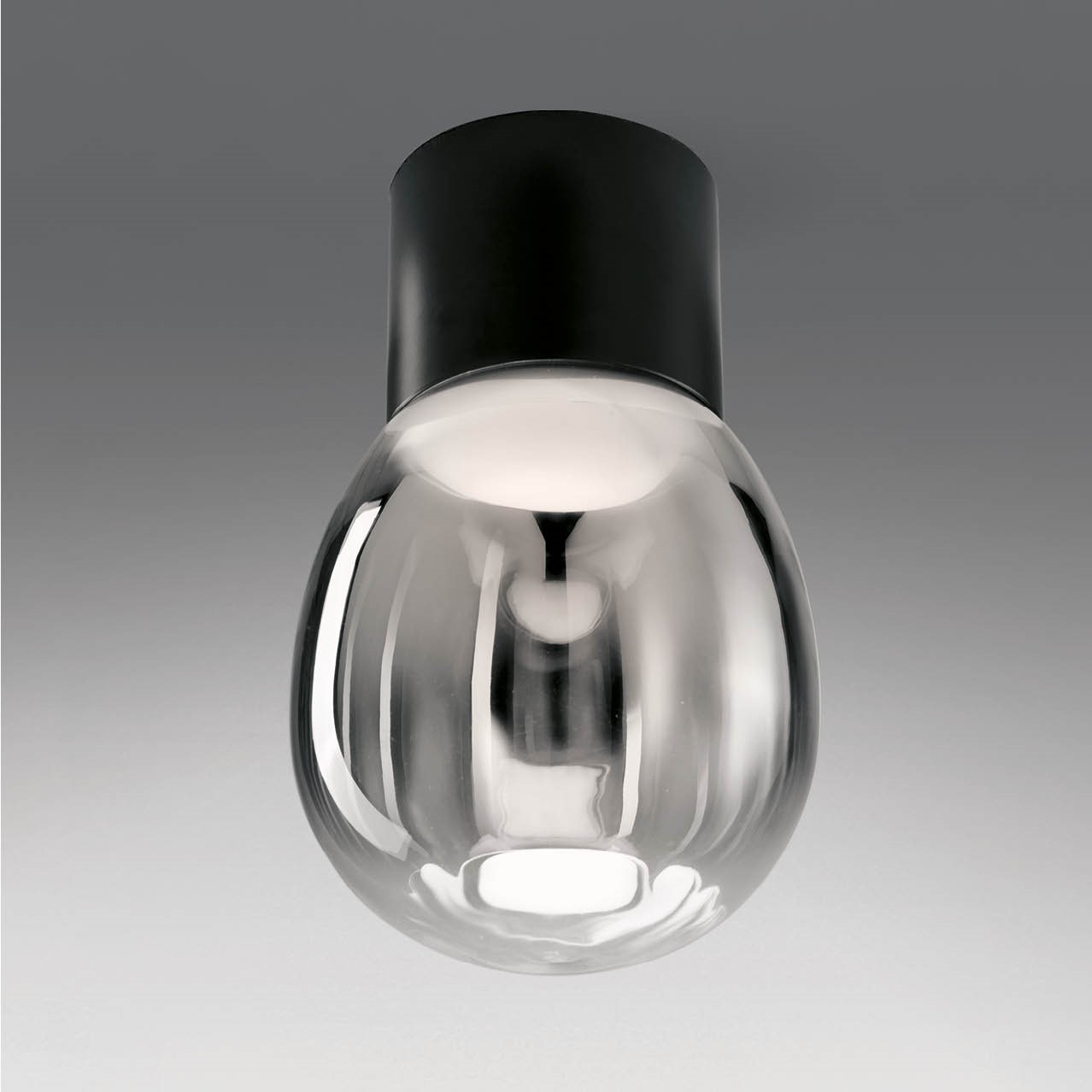 MODIGLIANI PLAFONIERA BASE A LED INTEGRATO BIG NERO 16W 3000K DIMMERABILE + DIFFUSORE IN VETRO BIG CROMO
