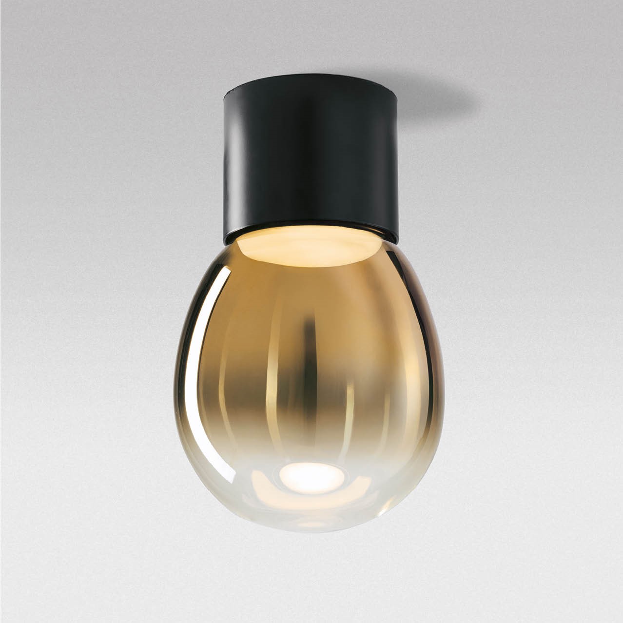 MODIGLIANI PLAFONIERA BASE A LED INTEGRATO BIG NERO 16W 3000K DIMMERABILE + DIFFUSORE IN VETRO BIG ORO