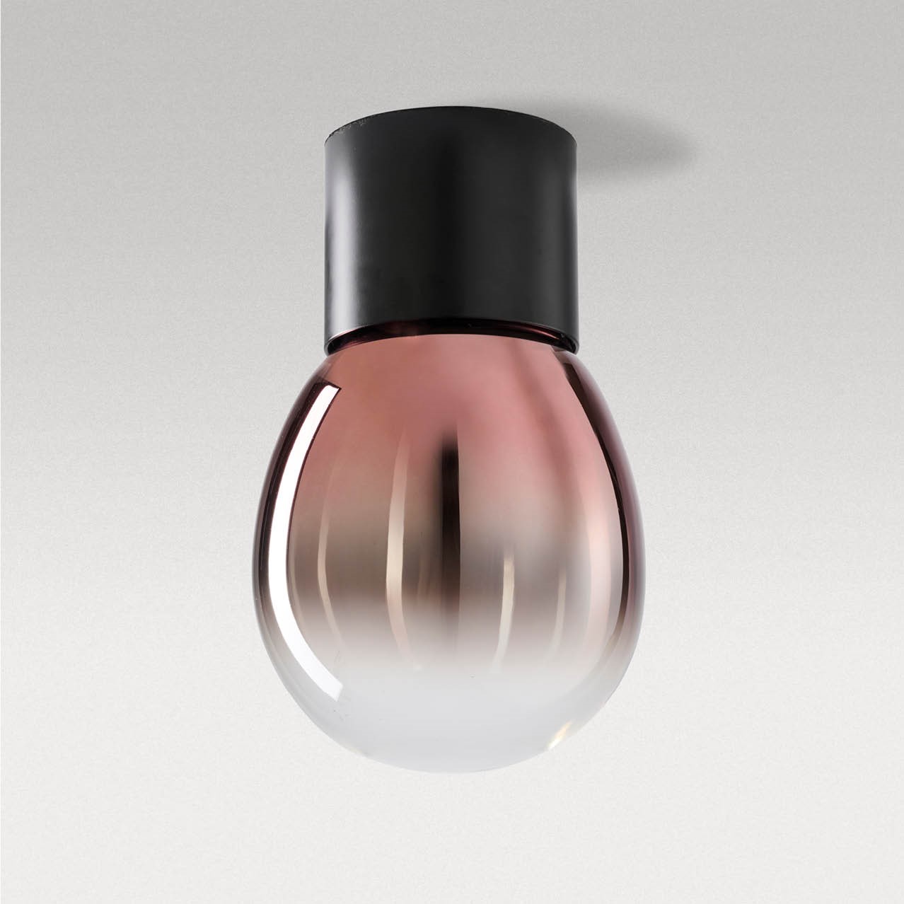 MODIGLIANI PLAFONIERA BASE A LED INTEGRATO BIG NERO 16W 3000K DIMMERABILE + DIFFUSORE IN VETRO BIG ORO ROSA