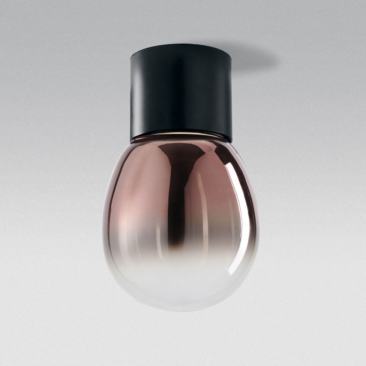 MODIGLIANI PLAFONIERA BASE A LED INTEGRATO BIG NERO 16W 3000K DIMMERABILE + DIFFUSORE IN VETRO BIG ORO ROSA