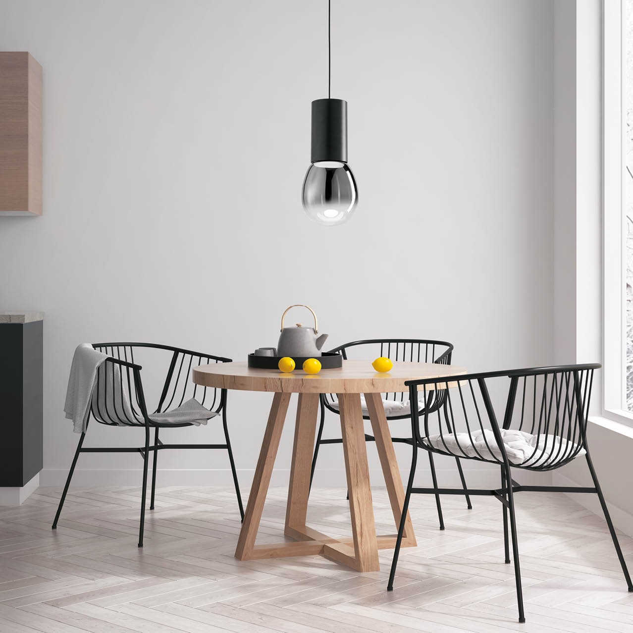 MODIGLIANI SOSPENSIONE BASE A LED INTEGRATO BIG NERO 16W 3000K DIMMERABILE + DIFFUSORE IN VETRO BIG CROMO