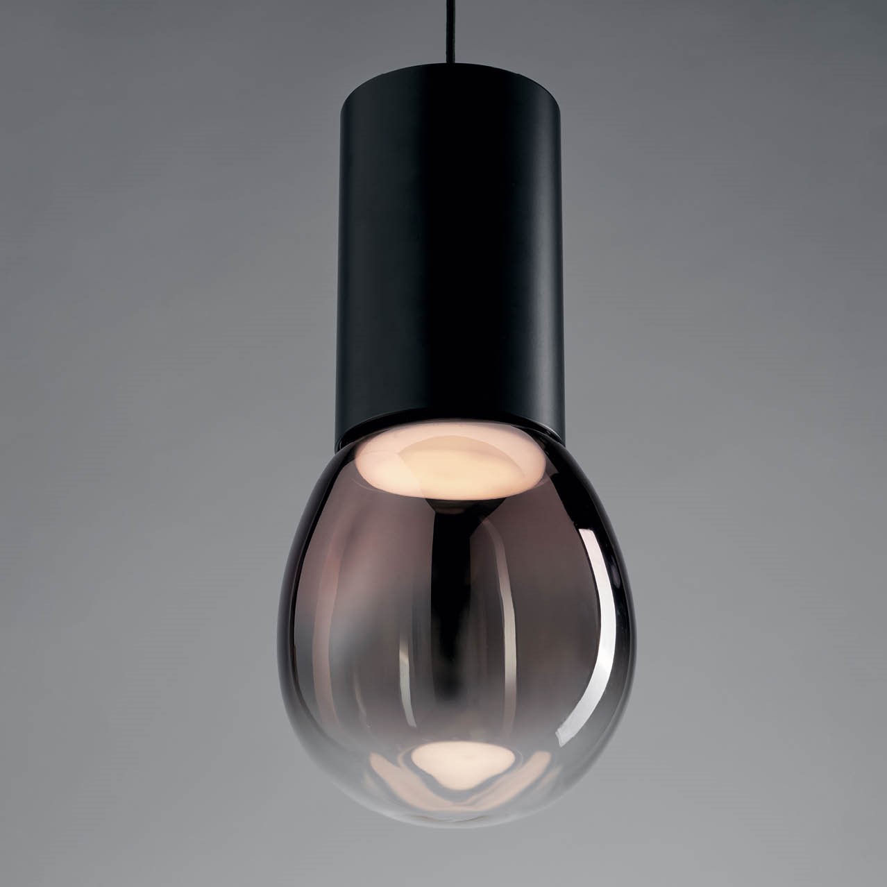 MODIGLIANI SOSPENSIONE BASE A LED INTEGRATO BIG NERO 16W 3000K DIMMERABILE + DIFFUSORE IN VETRO BIG ORO ROSA