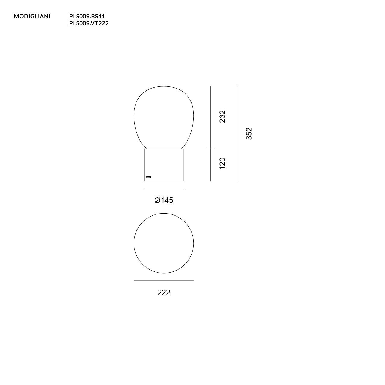 MODIGLIANI DA TAVOLO BASE A LED INTEGRATO BIG NERO 16W 3000K DIMMERABILE + DIFFUSORE IN VETRO BIG ORO