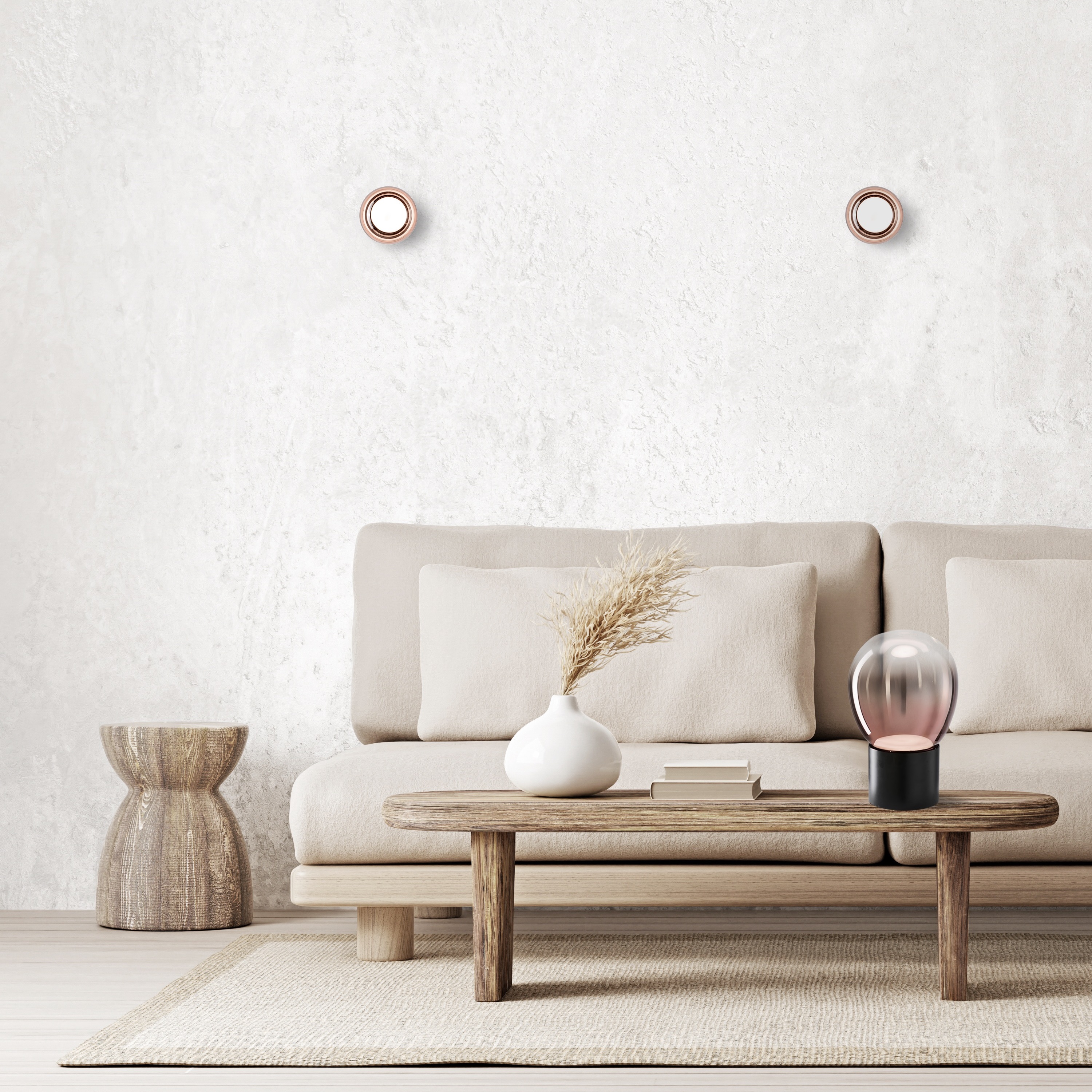 MODIGLIANI DA TAVOLO BASE A LED INTEGRATO BIG NERO 16W 3000K DIMMERABILE + DIFFUSORE IN VETRO BIG ORO ROSA