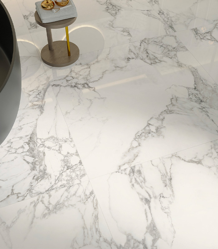 Gres effetto marmo lucido 120x120cm Piemme Majestic Glorious Arabescato Lux rettificato