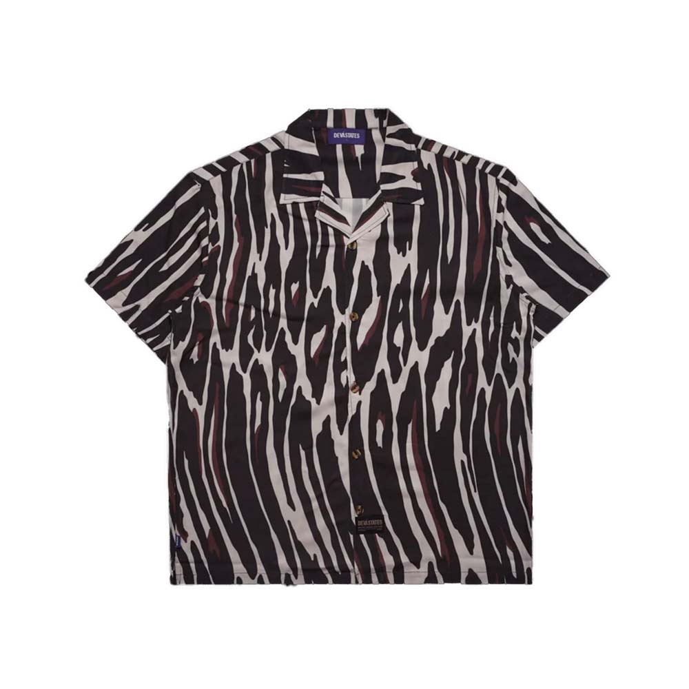 DEVASTATES Camicia Maniche Corte Shirt Souvenire Pantera Printed 