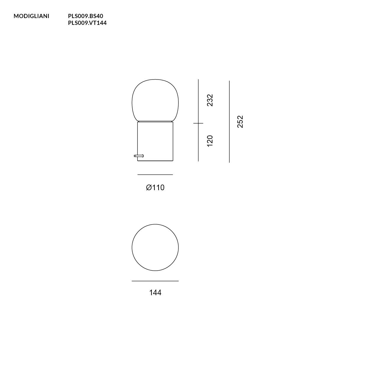 MODIGLIANI DA TAVOLO BASE A LED INTEGRATO SMALL NERO 8W 3000K DIMMERABILE + DIFFUSORE IN VETRO SMALL ORO