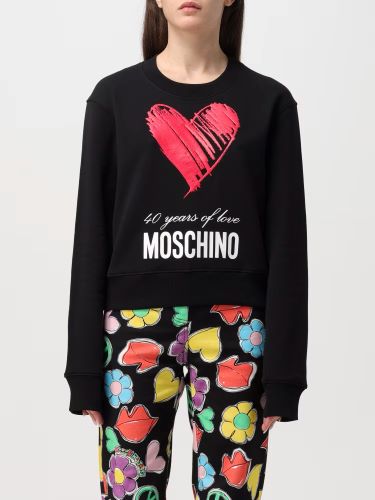 Felpa in cotone con stampa cuore rosso Moschino Couture MULIER DONNA DI GENNA VINCENZO