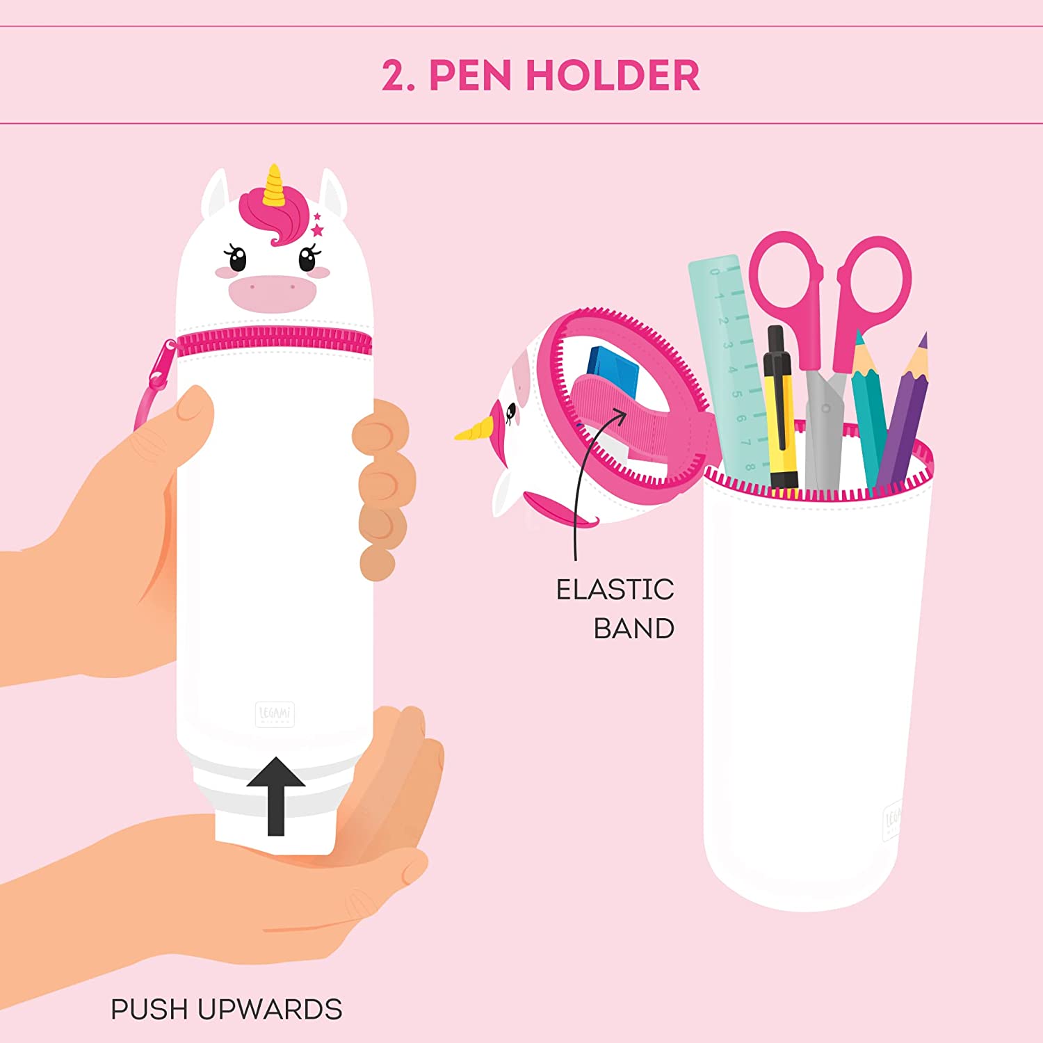 Legami - Astuccio 2 in 1 in morbido Silicone, Kawaii, Portapenne