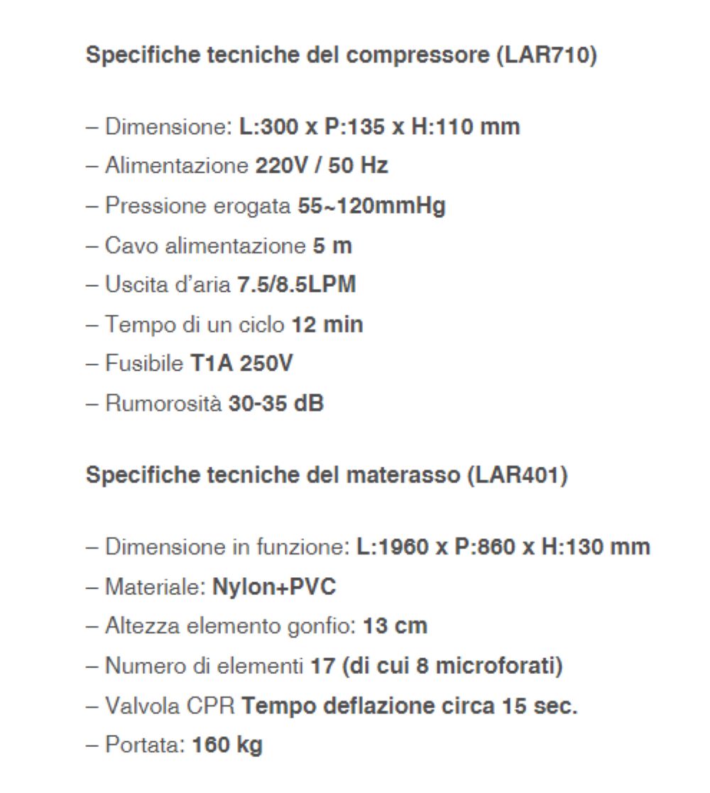Materasso ANTIDECUBITO con compressore PIUMA UP3