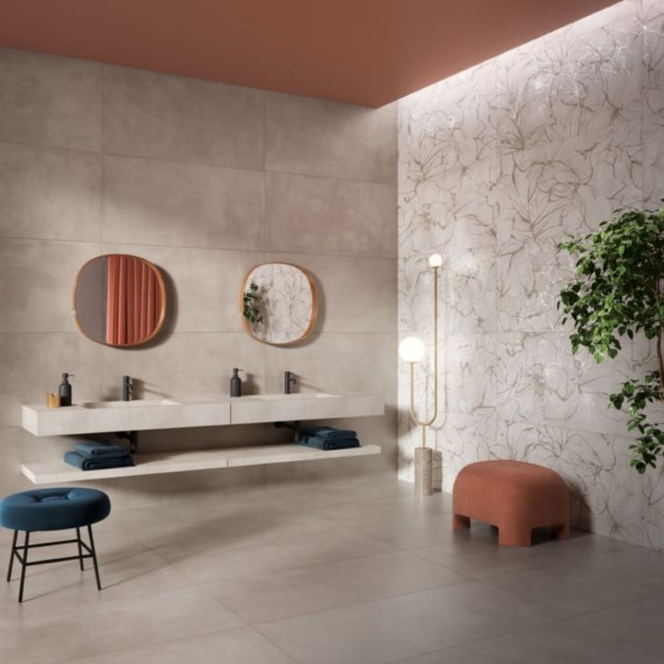 Gres porcellanato effetto resina La fenice Touch Tortora 90X90cm Rettificato