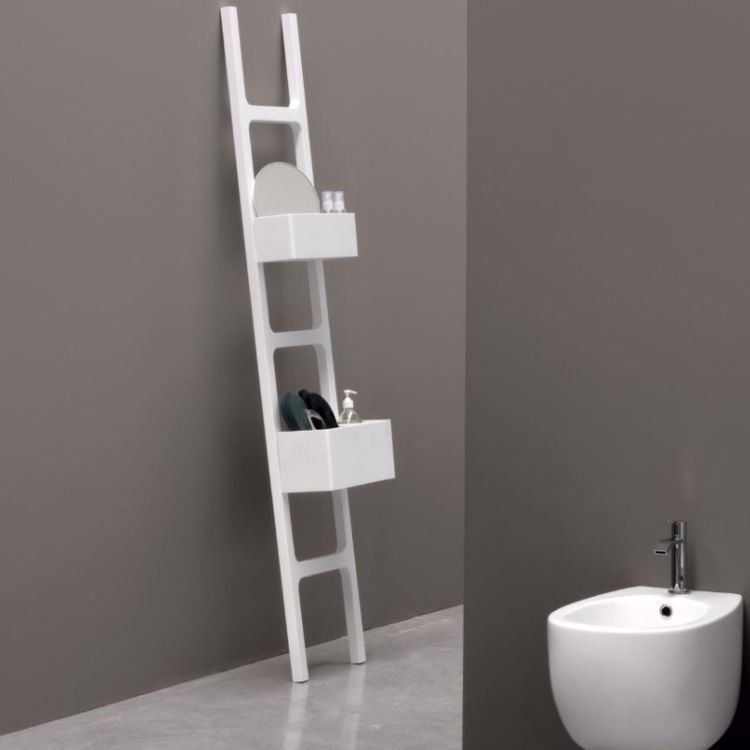 Armadietto Rotondo con Specchio da Bagno, Armadietto portaoggetti con