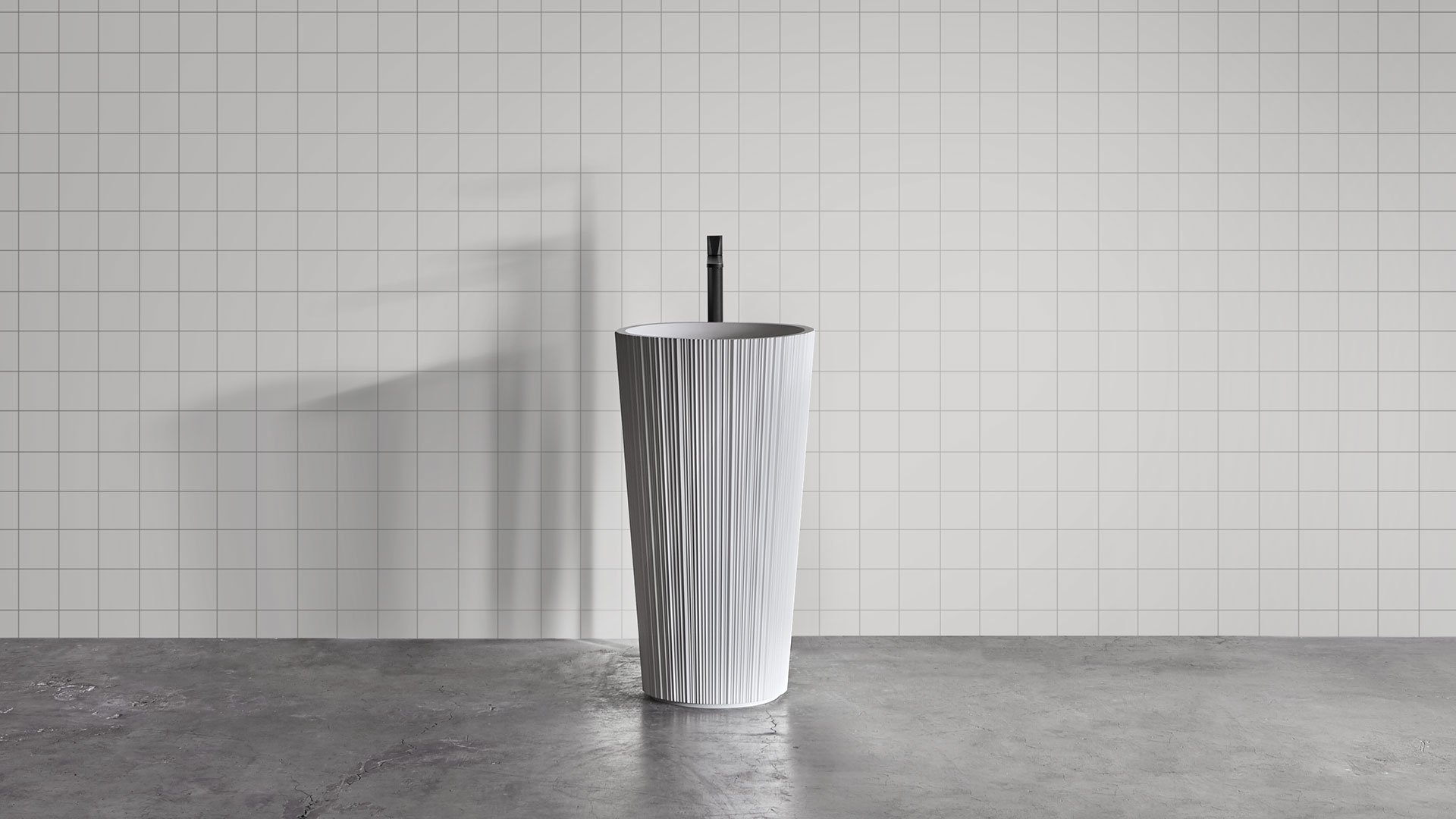 Lavabo da terra in Flumood Antonio Lupi Plisse Ø 47cm bianco