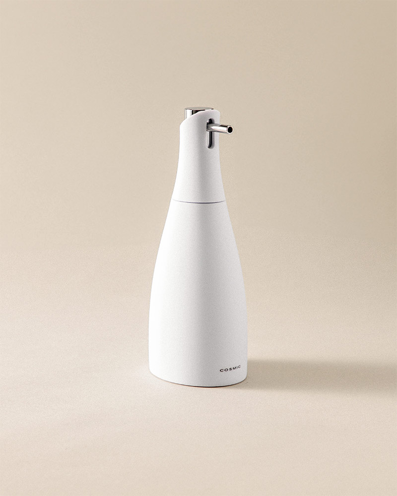 QWORK® Dispenser di sapone in acciaio inossidabile e acrilico, dispenser con pompa per flaconi per saponi liquidi e lozioni - 350 ml