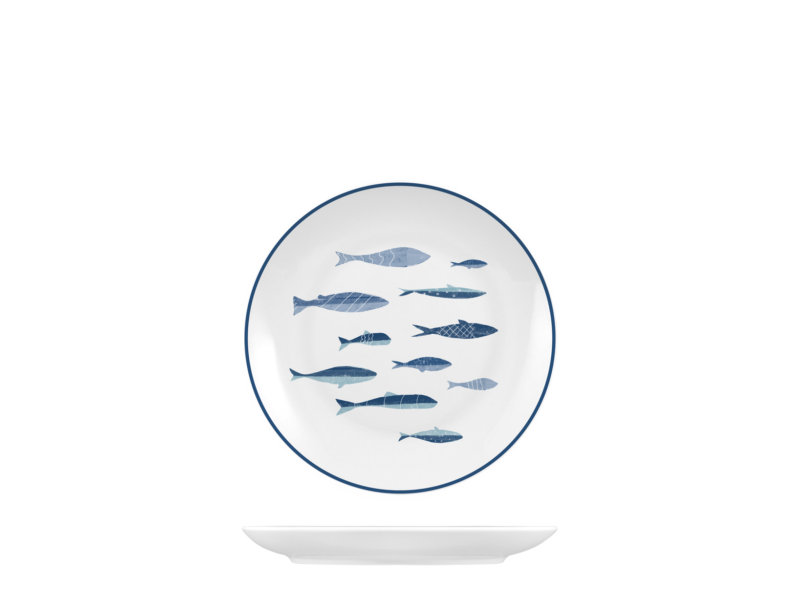 Set 6 Piatti Per Frutta H&amp;h Atlantic - &Oslash; 20 Cm In Stoneware - Design Marino - Microonde E Lavastoviglie