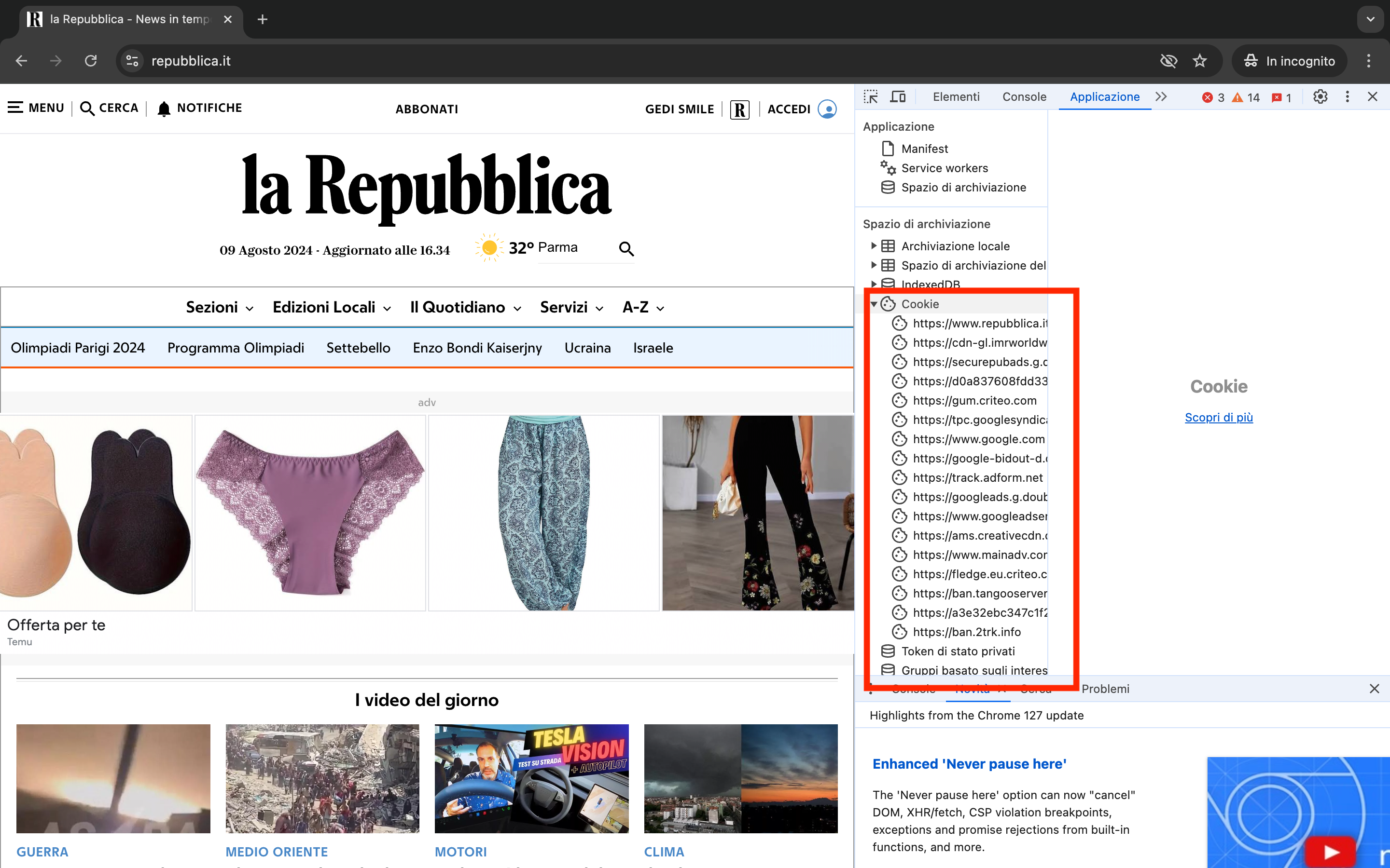 check cookie profilazione