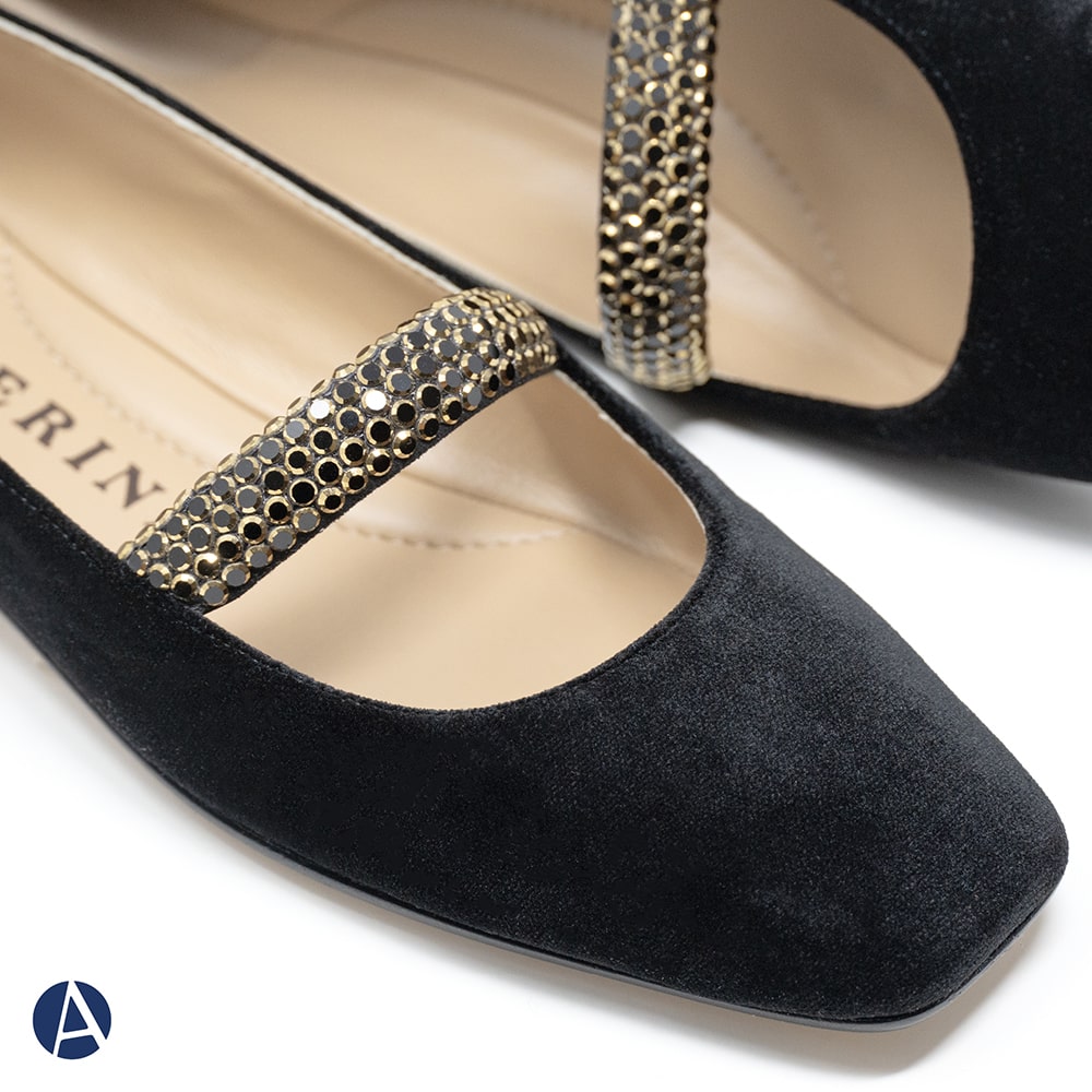 PROSPERINE ballerina donna in velluto nero con fascia di strass