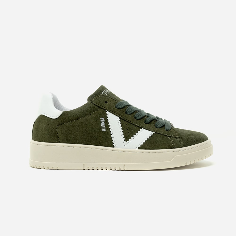 VITAMINA TU sneakers in pelle scamosciata verde militare e bianco Attili Calzature