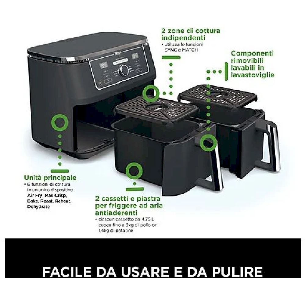 Paraspruzzi In Silicone Per Friggitrice Ad Aria Ninja Foodi Max Dual Zone AF400EU E AF451EU - 2 Pezzi, Riusabili, Lavabili In Lavastoviglie