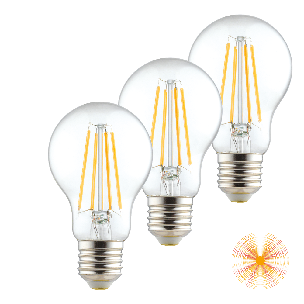 TRIPACK LAMPADINE FILAMENT LED A60 E27 9W 3000K