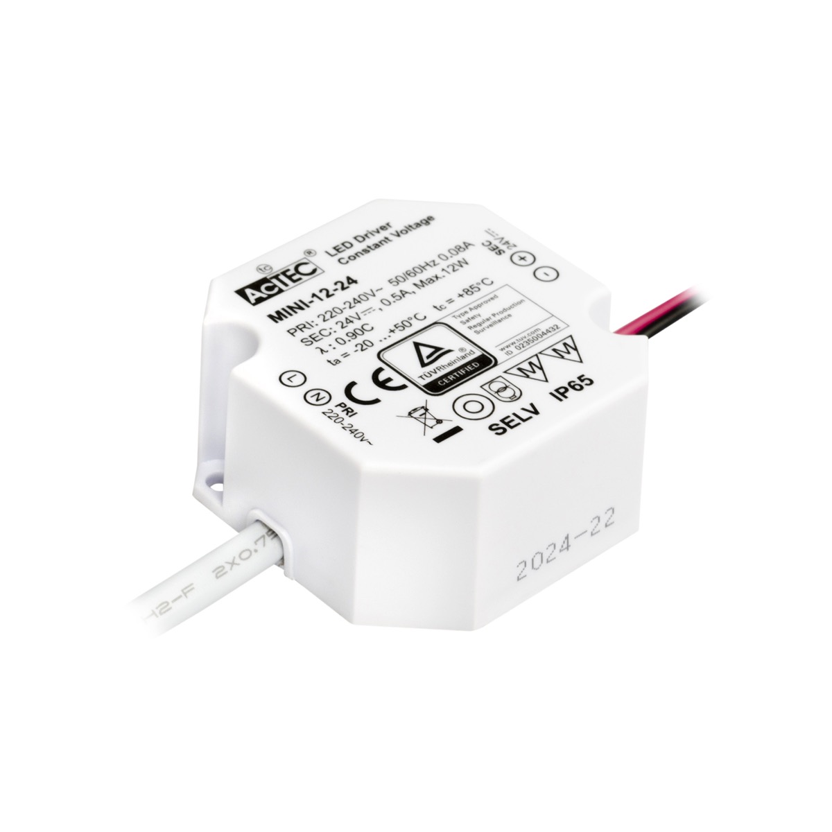 Alimentatore 24V 0.5A per lampade strisce led impermeabile stagno IP67