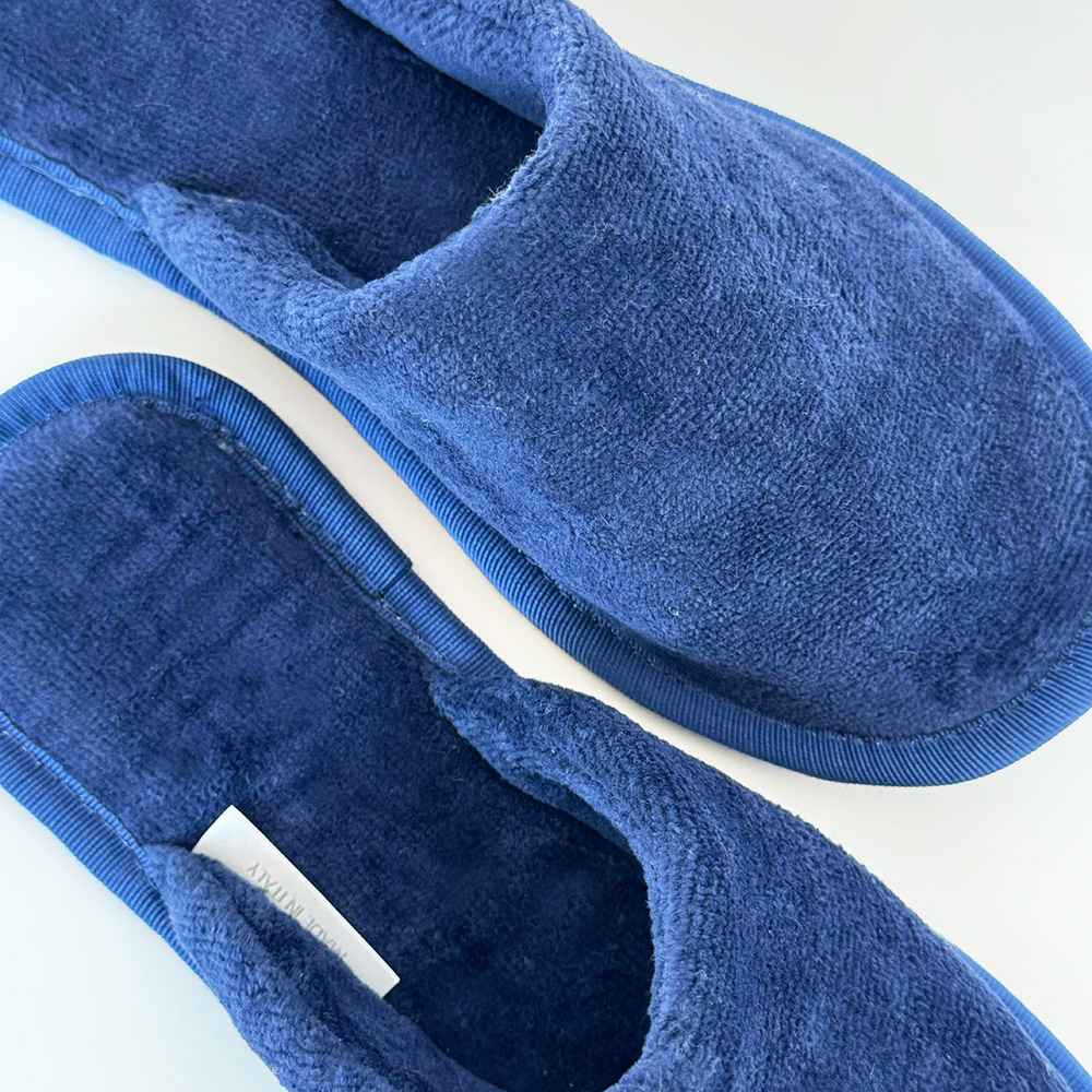 Ciabattina Bassa in Ciniglia Blu Navy 
