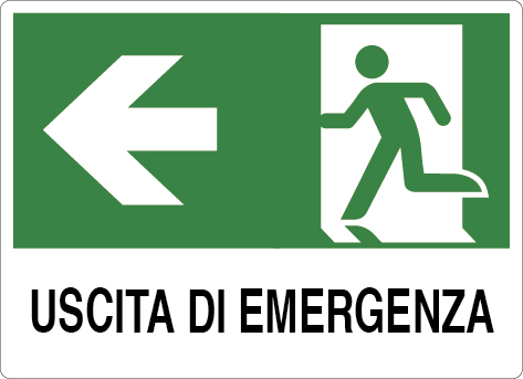 CARTELLO SEGNALETICO USCITA DI EMERGENZA SINISTRA  cm. 30x20 10.00 pz - 2