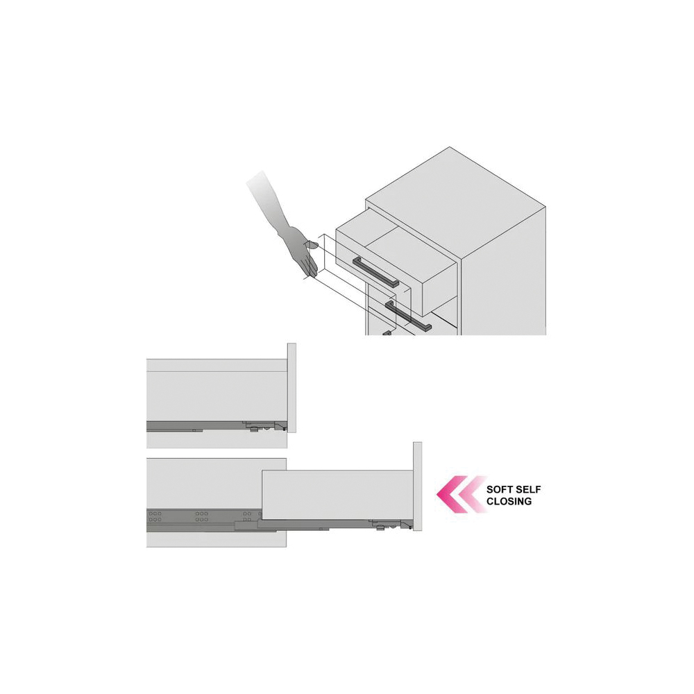 GUIDA Q21 350MM AMMORTIZZATA ESTRAZIONE TOTALE 35KG RAM INDUSTRIES