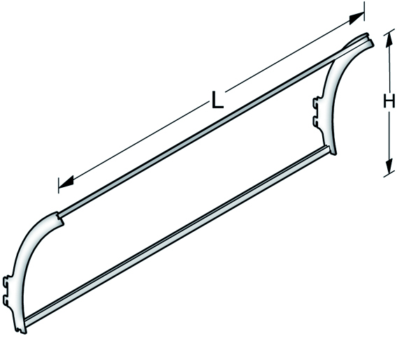 Image of TELAIO PER VELETTA CONCAVA cm. 100x40 h Col. Bianco RAL9001