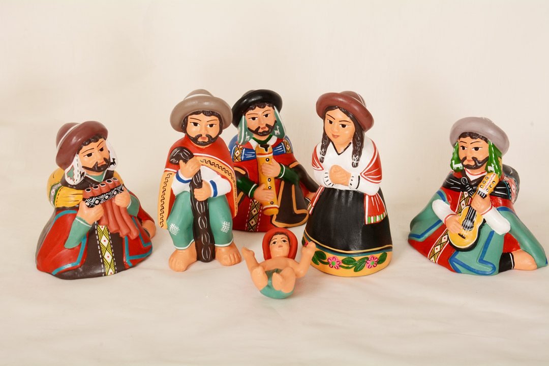 Presepe Peruviano Arca Di Noè In Terracotta – Fatto A Mano E Dipinto, 15 Cm, Con Tappetino