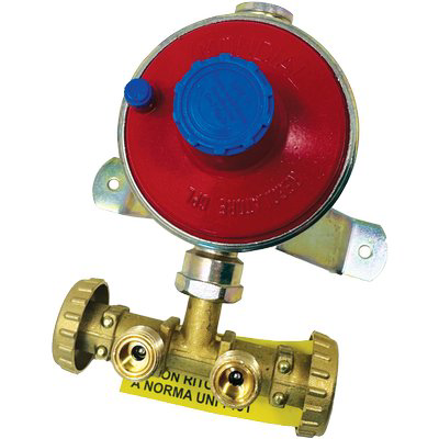 Image of CENTRALINA MINI X 2 BOMBOLE GAS GPL REGOLATORE BP KG/H 10 + STAFFA + TASSELLI