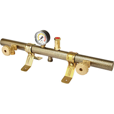 Image of CENTRALINA TUBOLARE X 2 BOMBOLE GAS GPL MANOMETRO + VALVOLA SICUREZZA