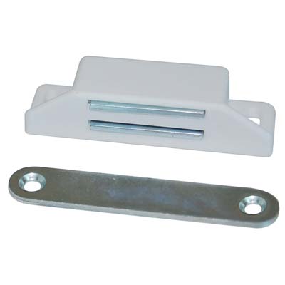 Image of CRICCHETTO MAGNETICO SPORTELLI 658 - MM 65X19 H.MM 15 KG 8 + INCONTRO BIANCO- 50 pezzi