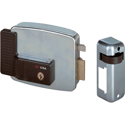 SERRATURA METALLO APPLICARE ELETTR 11921 INT CISA  ZINCATA C.TONDO FISSO+SCR E.MM 80 DX - 2
