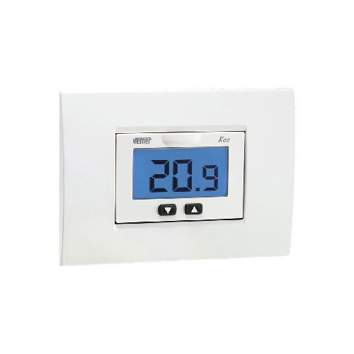 Image of TERMOSTATO ELETTRONICO DA INCASSO KEOB LCD- Bianco Grigio- VEMER- pezzi 1