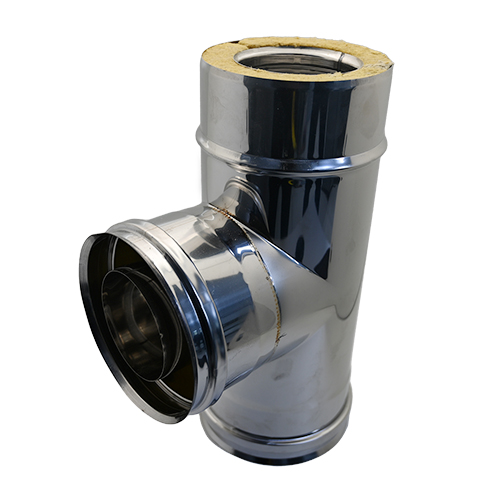 Image of TEE IN ACCIAIO INOX 316L A 90 ° DOPPIA PARETE- D. Int. 150 - D. Est. 200- DK- pezzi 1