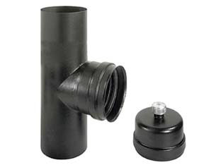 Image of RACCORDO A T F/F PER STUFE A PELLET NERO OPACO ALA PELLET ECO F/F ø mm.100 ALA