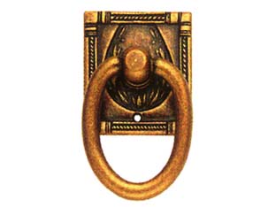 MANIGLIE AD ANELLO SNODATE BASE QUADRA MOD.12323 ZAMA OTTONE ANTICATO- - piastra mm.33x15x35h. - anello mm.33x40h. - 5 pezzi METALSTYLE - 2